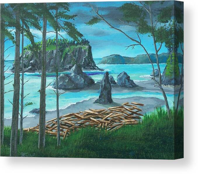 Stormy Ocean Canvas Print featuring the painting Ruby Beach by Gene Ritchhart