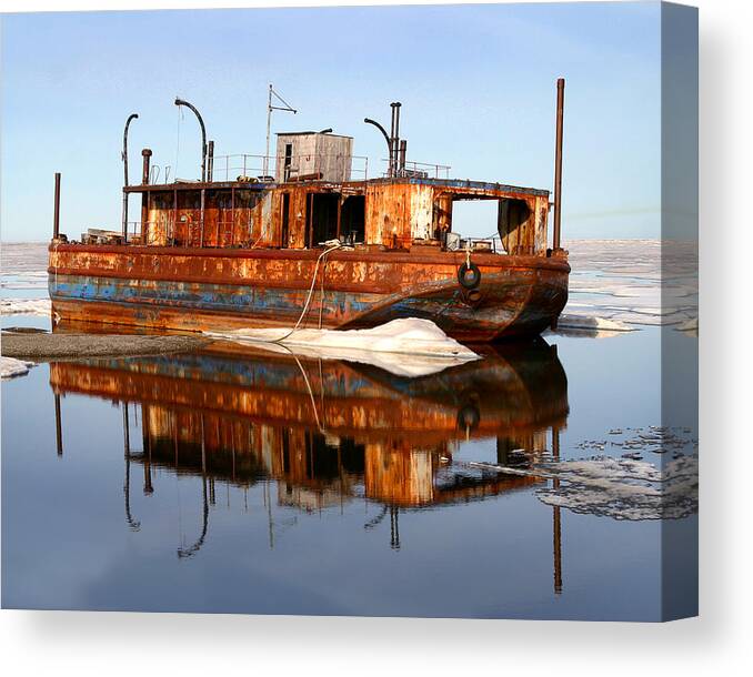Boat Canvas Print featuring the photograph Rusty Barge by Anthony Jones
