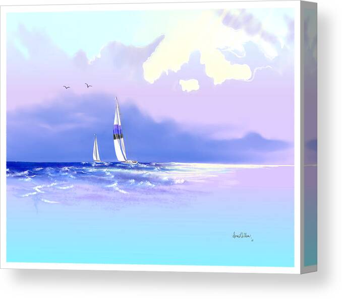  Canvas Print featuring the painting Sailing into the Blue by Sena Wilson
