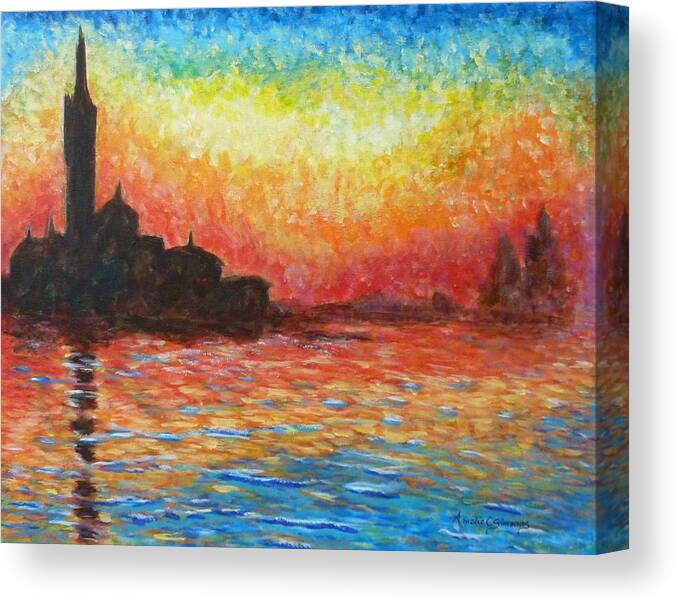 San Giorgio Maggiore Canvas Print featuring the painting San Giorgio at Dusk by Amelie Simmons