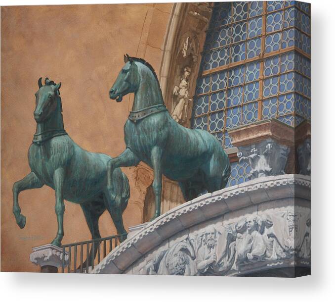 Horse Canvas Print featuring the painting San Marco Horses by Swann Smith