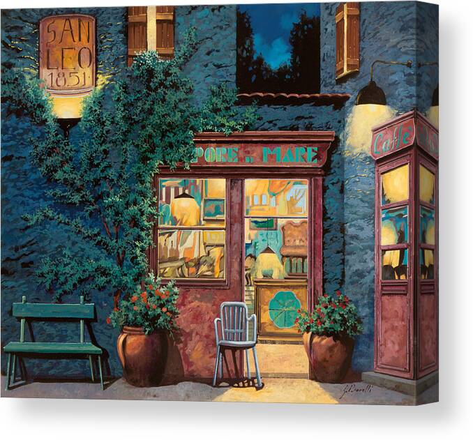Courtyard Canvas Print featuring the painting San Leo 1851 by Guido Borelli