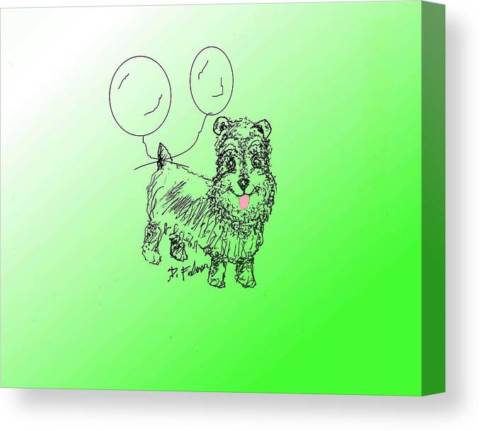 Dog Canvas Print featuring the drawing Schnauzer by Denise F Fulmer