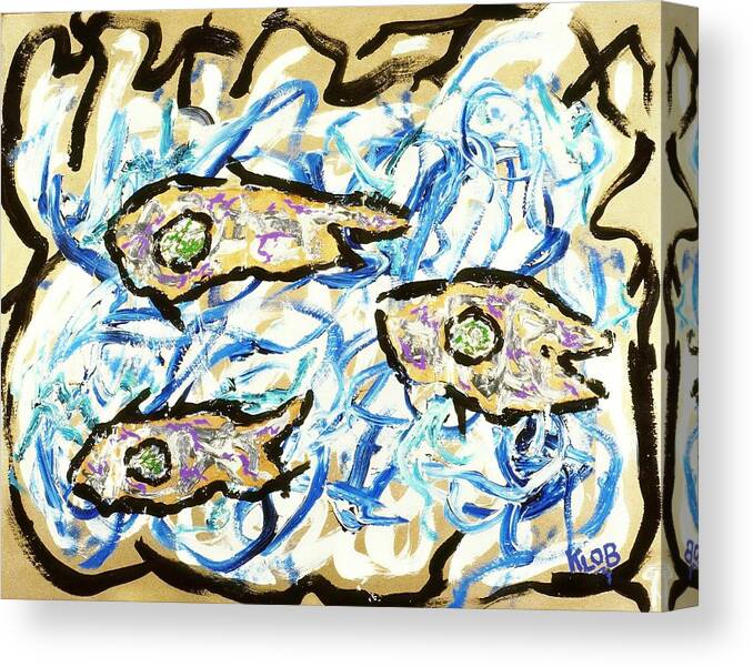 Fish Canvas Print featuring the painting School of Fish by Kevin OBrien