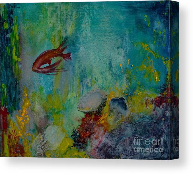 Fish Canvas Print featuring the painting Seascape by Karen Fleschler