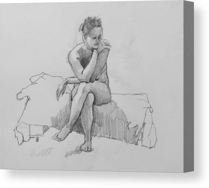 Life Canvas Print featuring the drawing Seated Nude 2 by Robert Bissett