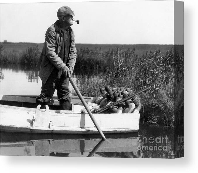1920s Canvas Print featuring the photograph Senior Man Hunting Ducks, C.1920-30s by H. Armstrong Roberts/ClassicStock