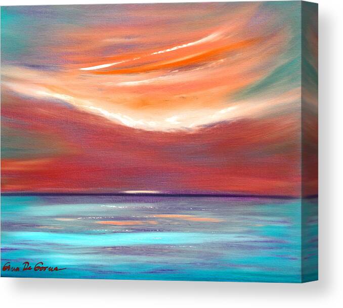Sunset Canvas Print featuring the painting Serenity 2 - Abstract Sunset by Gina De Gorna
