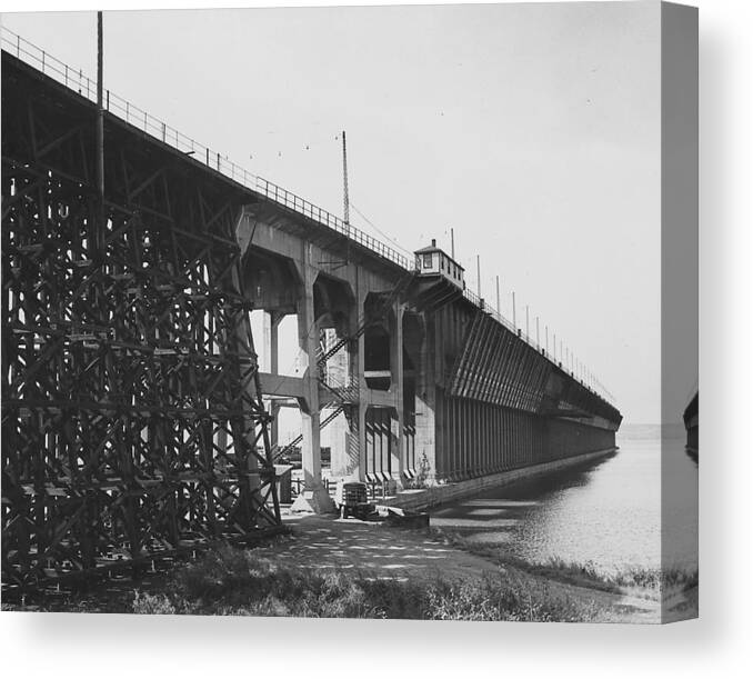 Mine Canvas Print featuring the photograph Shoreline Shot of Wisconsin Ore Dock by Chicago and North Western Historical Society