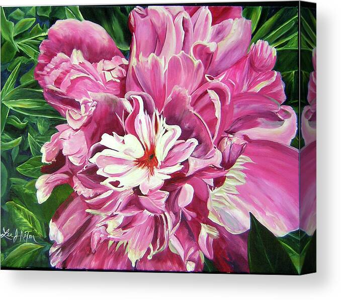 Lee Canvas Print featuring the painting Showy Pink Peony by Lee Nixon