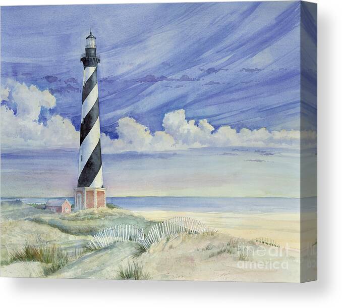 Lighthouse Canvas Print featuring the painting Silent Sentinel by Paul Brent