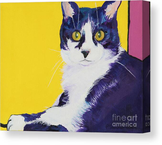 Tuxedo Cat Canvas Print featuring the painting Simon by Pat Saunders-White