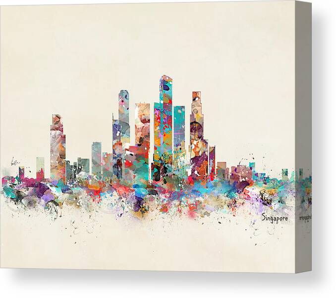 Singapore Canvas Print featuring the painting Singapore City Skyline by Bri Buckley