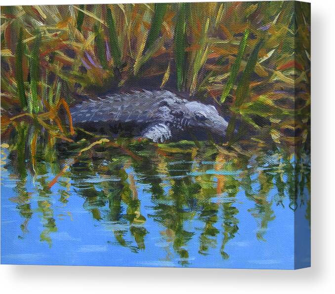 Gator Canvas Print featuring the painting Sir Gator by Anne Marie Brown