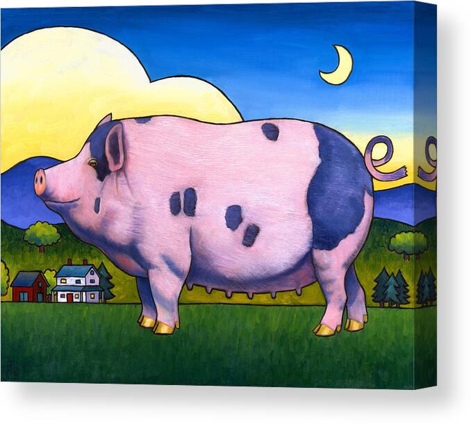 Pig Canvas Print featuring the painting Small Pig by Stacey Neumiller