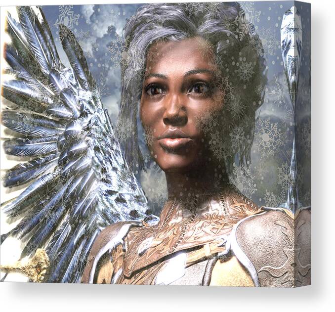 Snow Angel Canvas Print featuring the painting Snow Angel by Suzanne Silvir