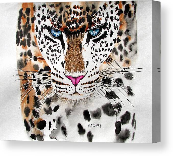 Leopard Canvas Print featuring the painting Snow Queen by Maria Barry