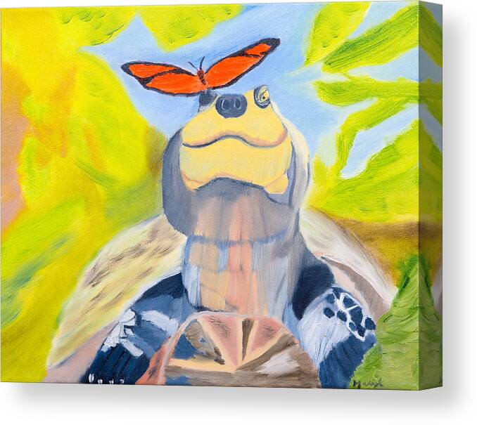 Turtle Canvas Print featuring the painting Solace by Meryl Goudey