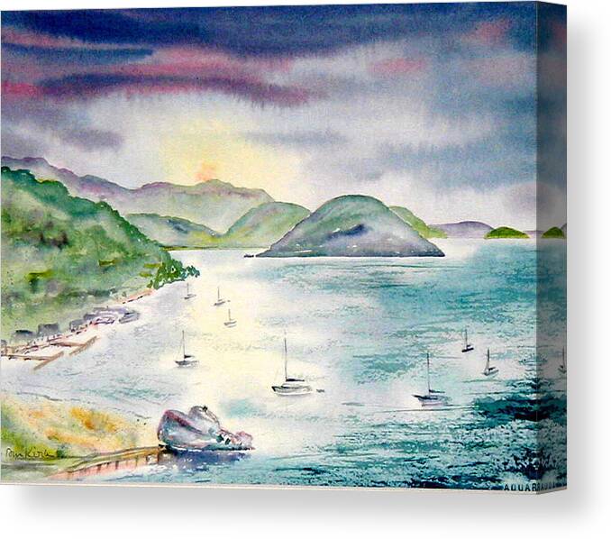 Tortola Canvas Print featuring the painting Sopers Hole Sunset by Diane Kirk