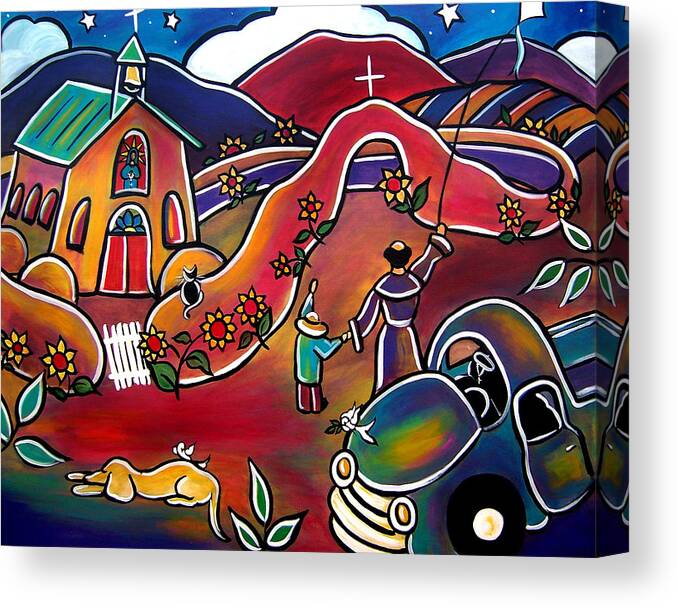 Church Canvas Print featuring the painting Spirits Rising by Jan Oliver-Schultz