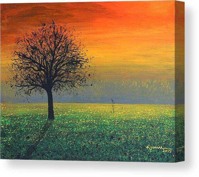 Sprinkles Of The Evening Sun Canvas Print featuring the painting Sprinkles of the Evening Sun by Kume Bryant