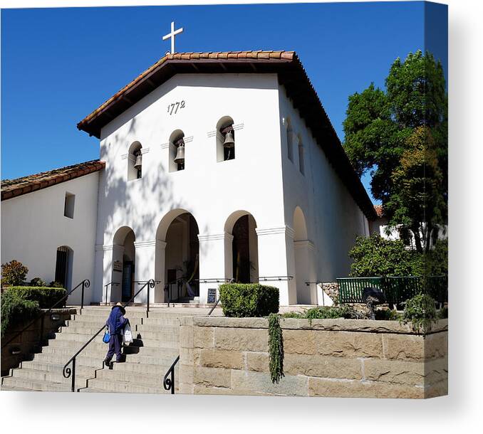 Darin Volpe Architecture Canvas Print featuring the photograph Stairway to Heaven - Mission San Luis Obispo de Tolosa by Darin Volpe