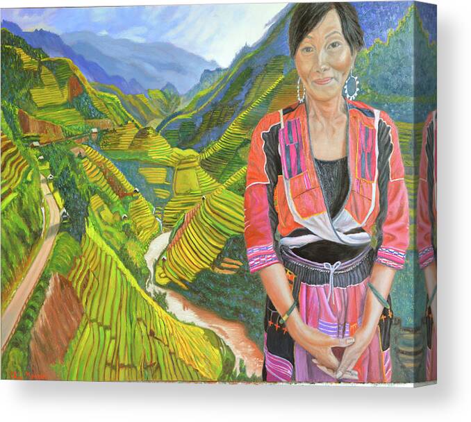 Hmong Woman Canvas Print featuring the painting Stairway to Heaven by Thu Nguyen
