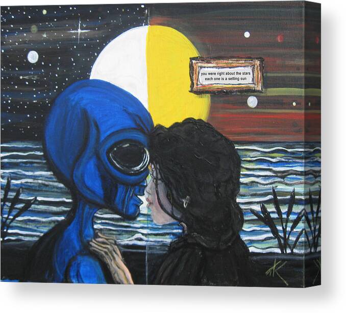 Stars Are Setting Suns Canvas Print featuring the painting Stars Are Setting Suns by Similar Alien