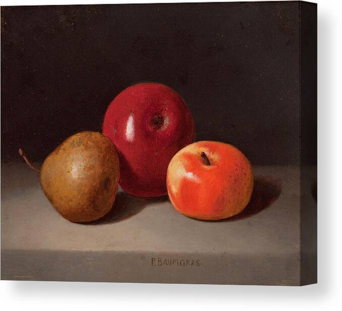 Peter Baumgras Canvas Print featuring the painting Still life with fruit by Peter Baumgras