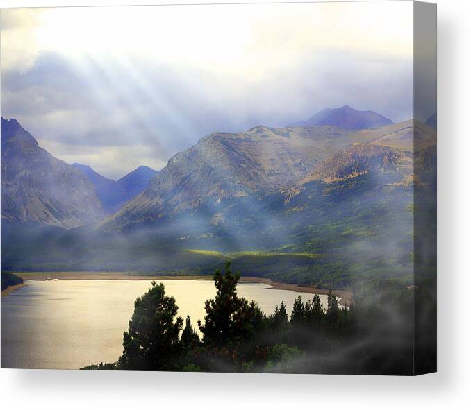 Glacier National Park Canvas Print featuring the photograph Storms A Coming-Lower Two Medicine Lake by Marty Koch