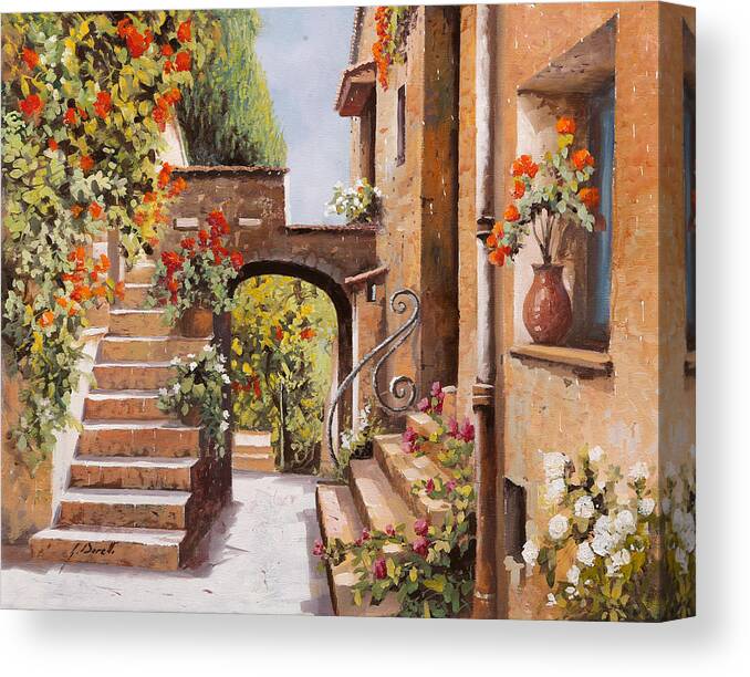 Cagnes Canvas Print featuring the painting stradina di Cagnes by Guido Borelli