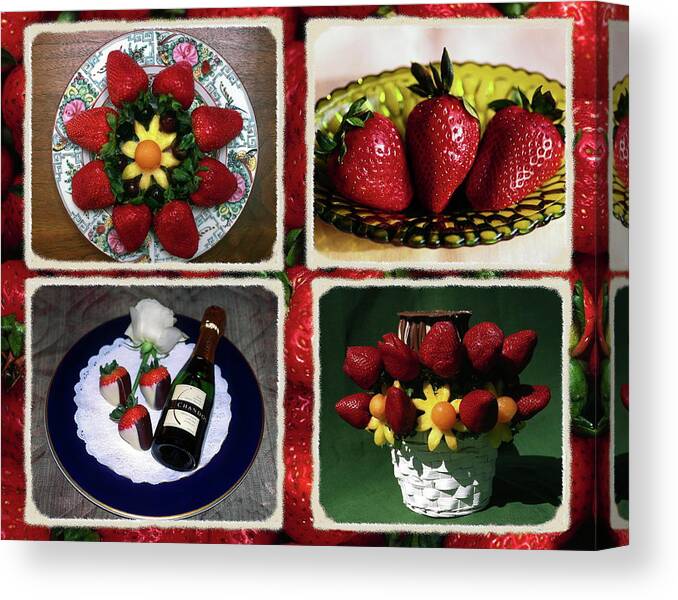 Strawberry Collage Canvas Print featuring the photograph Strawberry Collage by Sally Weigand