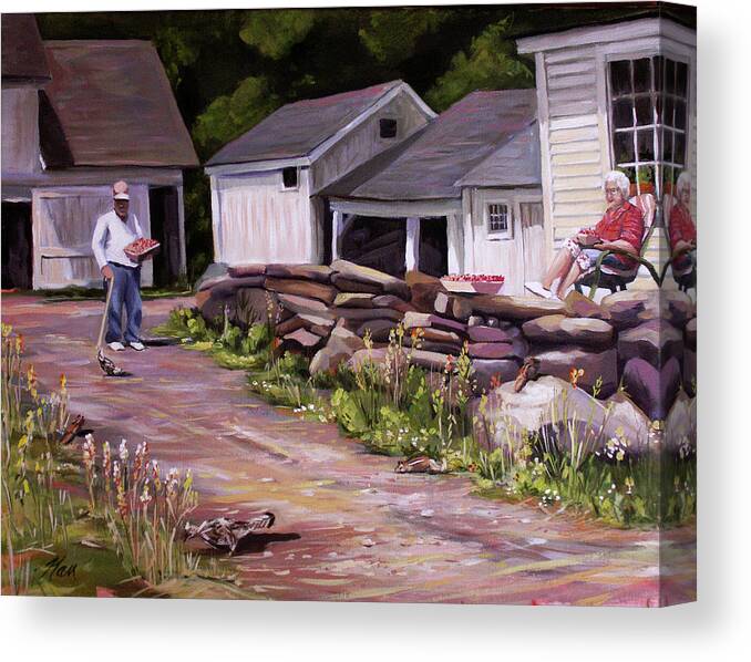 North Country Canvas Print featuring the painting Strawberry Day by Nancy Griswold