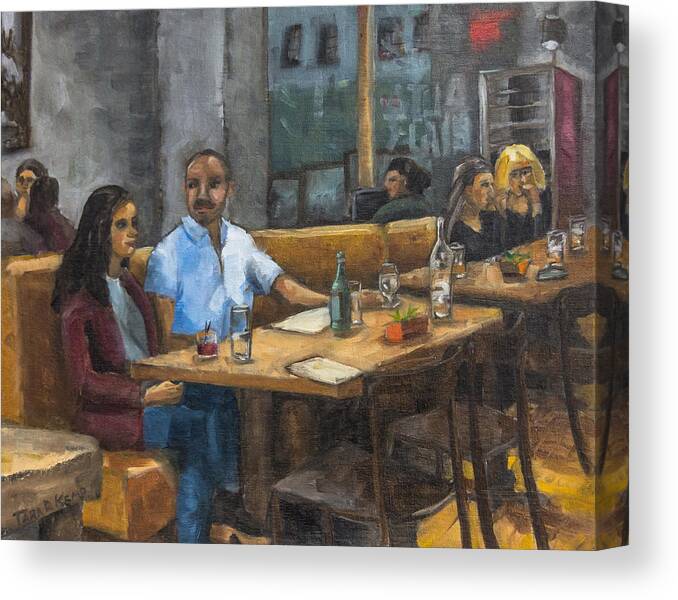 Oil Painting Canvas Print featuring the painting Study for Cafe Zorn by Tara D Kemp