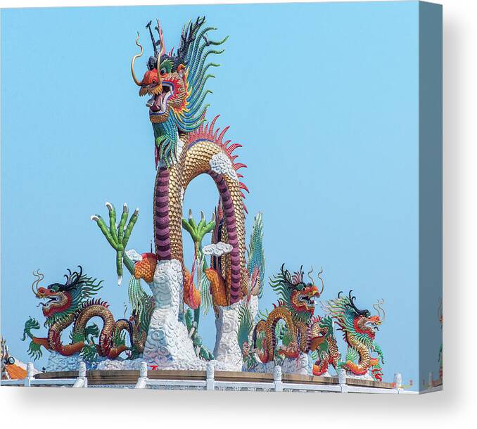 Temple Canvas Print featuring the photograph Suan Sawan Golden Dancing Dragon DTHNS0144 by Gerry Gantt