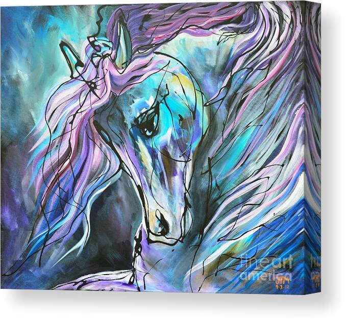Horse Canvas Print featuring the painting Suits Me to Swim by Jonelle T McCoy