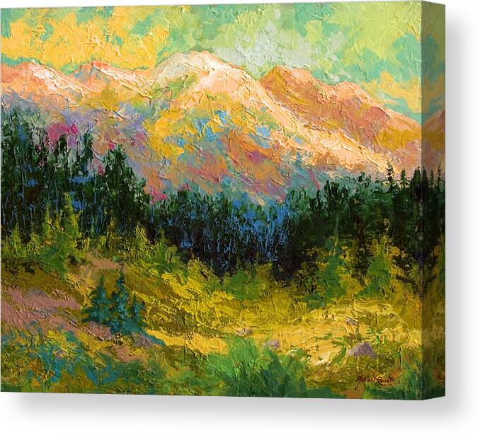 Alaska Canvas Print featuring the painting Summer High Country by Marion Rose