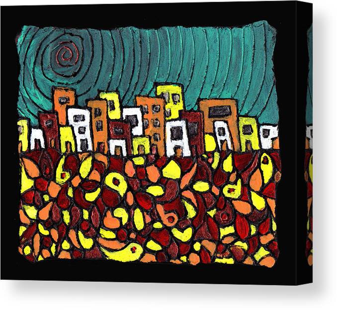 City Canvas Print featuring the painting Summer in the City by Wayne Potrafka
