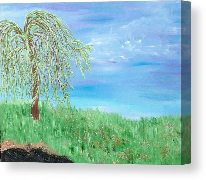 Willow Canvas Print featuring the painting Summer Willow by Angie Butler