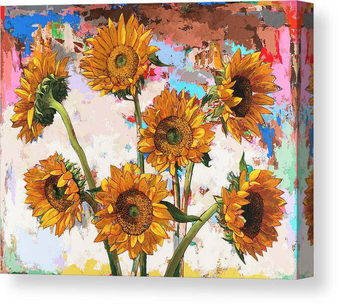 Sunflower Canvas Print featuring the painting Sunflowers #10 by David Palmer