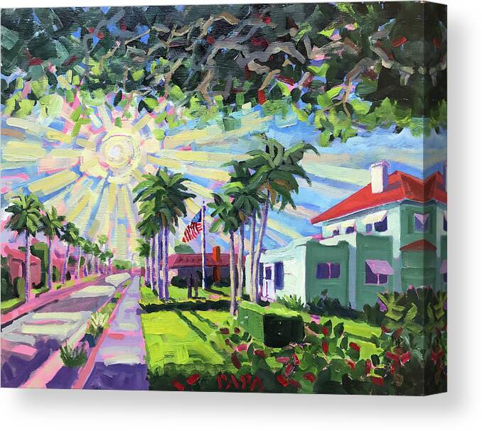 Deerfield Beach Canvas Print featuring the painting Sunny Sunday Morning by Ralph Papa