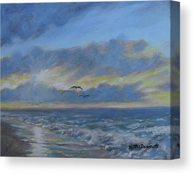 Seascape Canvas Print featuring the painting Sunrise Glow by Kathleen McDermott