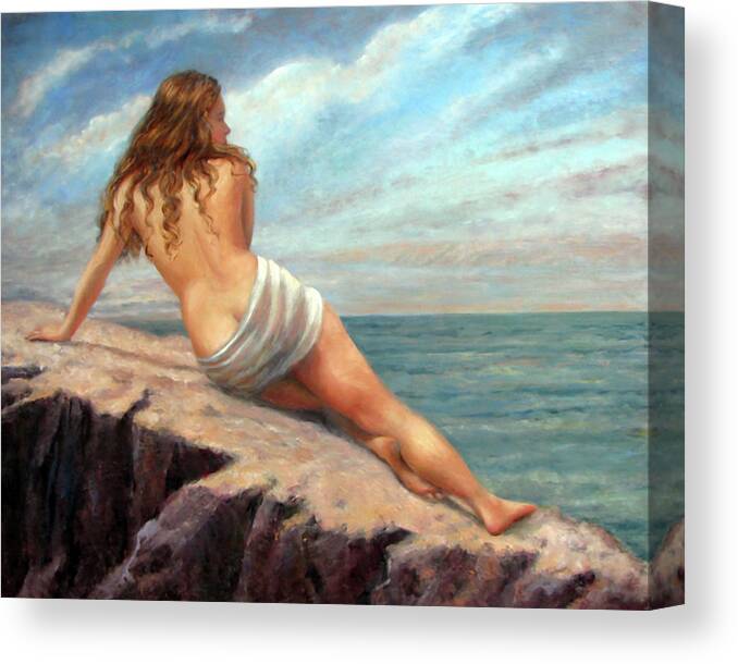Nude Woman Canvas Print featuring the painting Sunrise, Sunset by Marie Witte