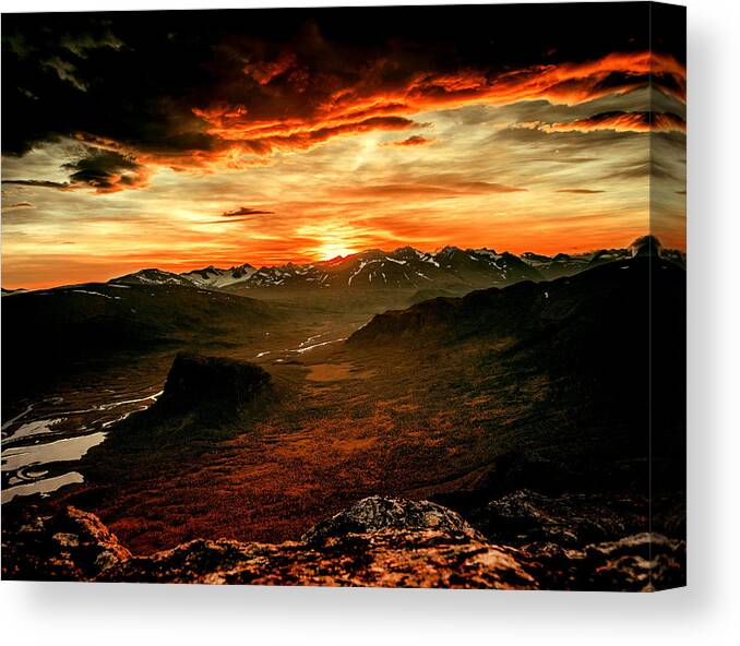 Mountains Canvas Print featuring the digital art Sunset Mountains by Carol Crisafi