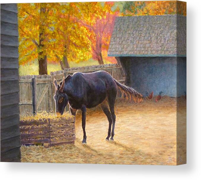 Barn Yard Canvas Print featuring the painting Supper Time by Joe Bergholm