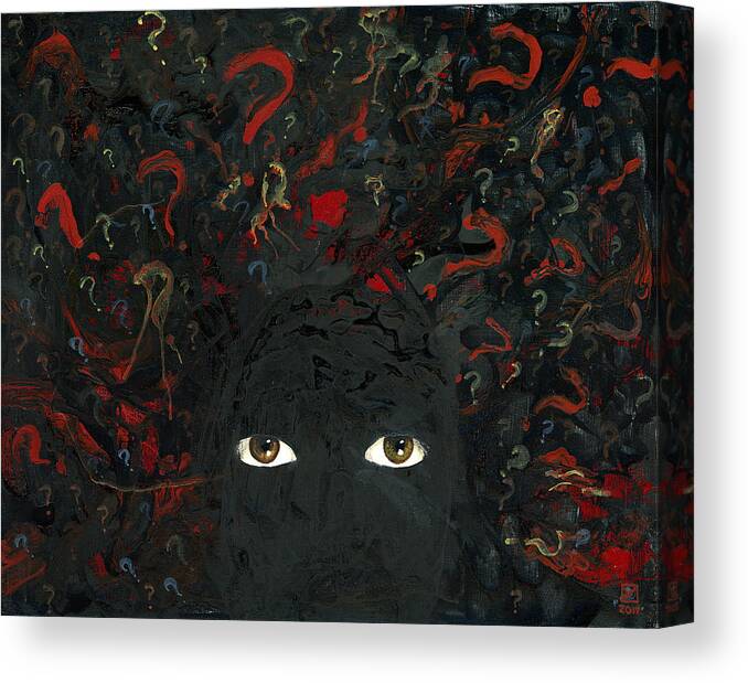 Surrounded Canvas Print featuring the painting Surrounded By ? by Matthew Mezo