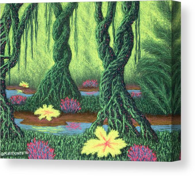 Swamp Canvas Print featuring the pastel Swamp Things 02, Diptych Panel B by Michael Heikkinen