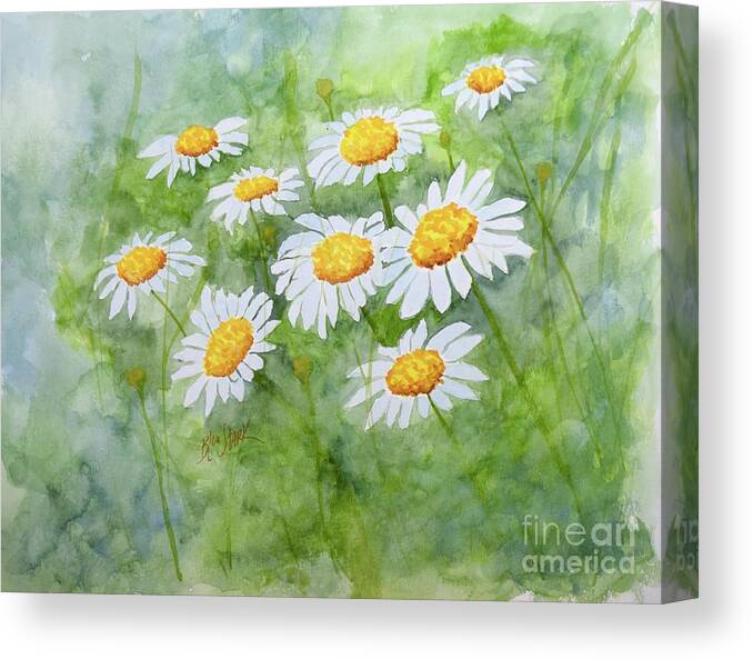  Barrieloustark Canvas Print featuring the painting Swaying Daisies by Barrie Stark