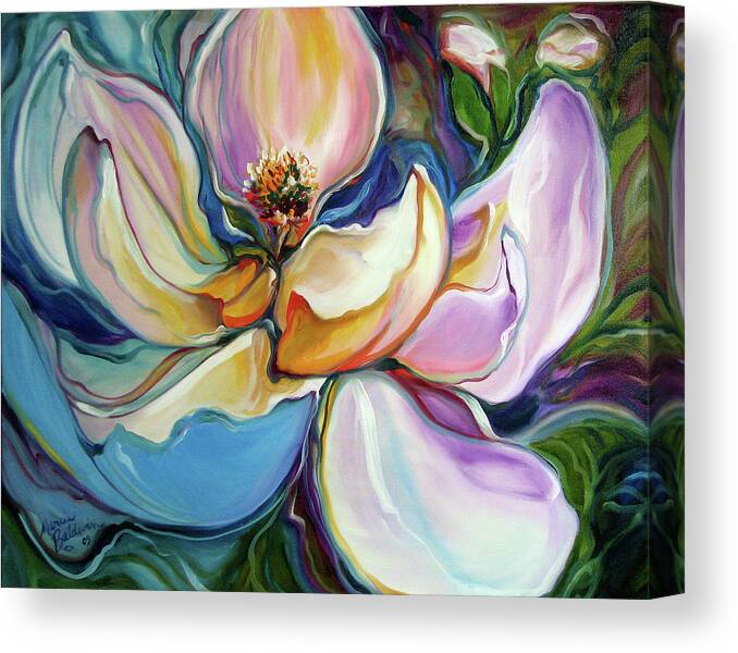 Magnolia Canvas Print featuring the painting Sweet Magnoli Floral Abstract by Marcia Baldwin