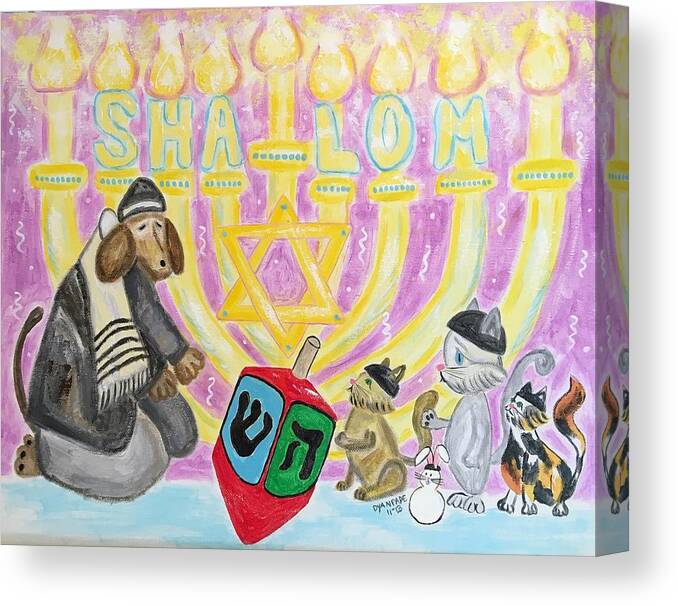 Hanukkah Canvas Print featuring the painting Sweet Shalom by Diane Pape